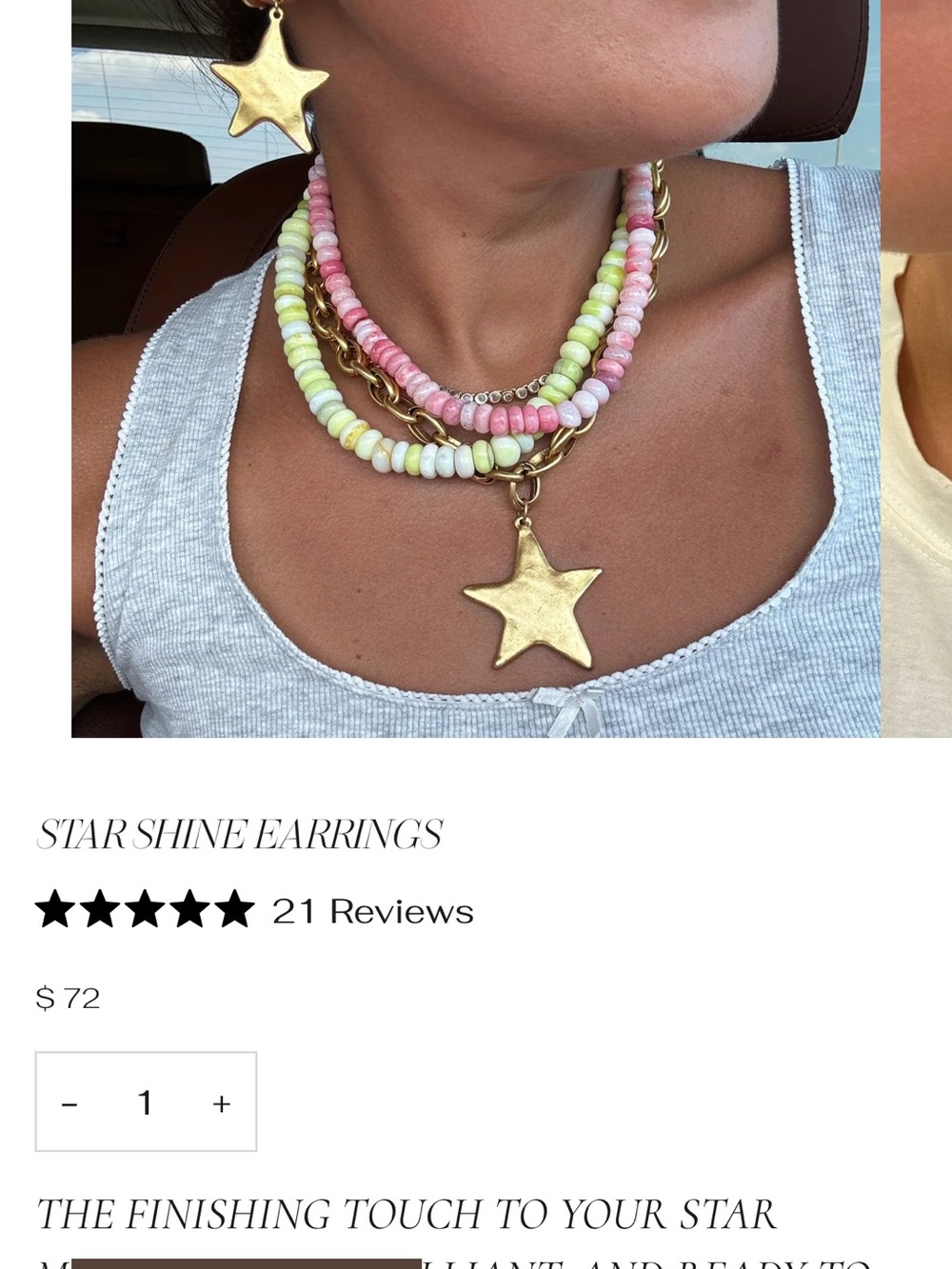 Star Shine Gold Drop Earrings - Picture 2 of 3